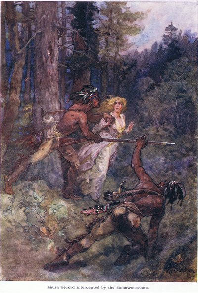 Laura Secord interceptada por los exploradores Mohawk, c.1920 de Henry Sandham